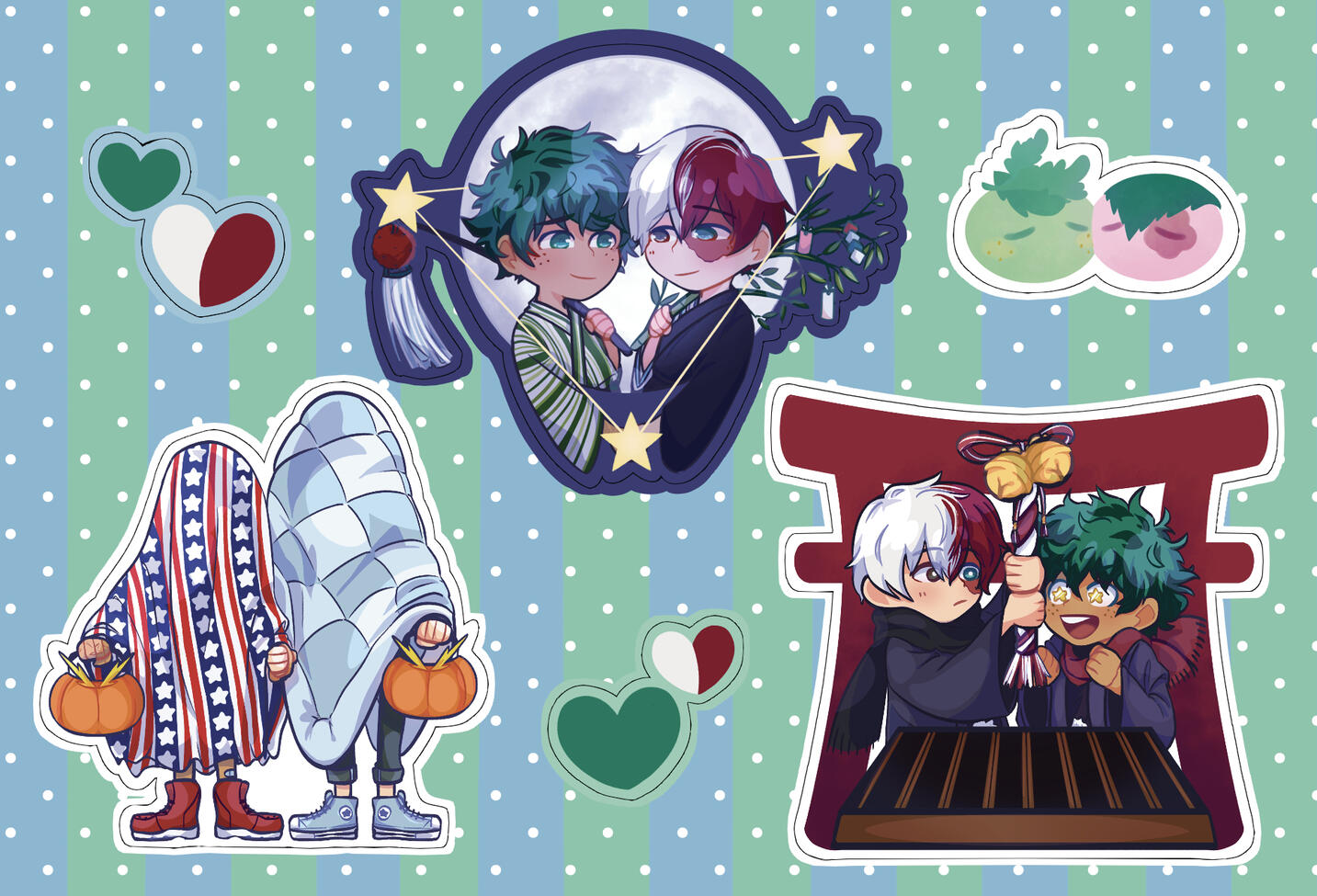 Seasons of Love: A Tododeku Zine | Sticker Sheet